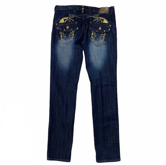 Old School Junior Dark Wash Straight Leg Blue Jeans - Picture 2 of 11